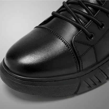 Black Leather Men Ankle Boots Winter Outdoor Casual Shoes No-slip High Top Male Work Shoes High Quanlity Light Man Chelsea Boots