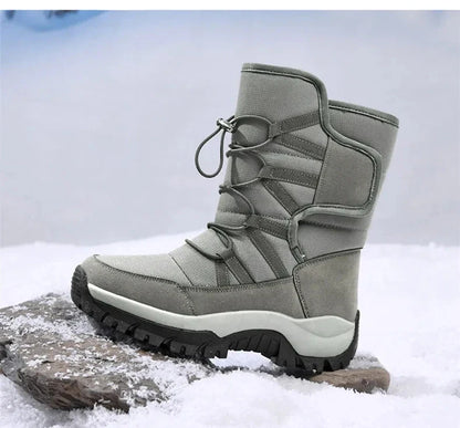 New Warm Men Plush Snow Boots High Top Winter Men's Boots Waterproof Winter Motorcycle Boots Outdoor Anti-Slip Men Hiking Boots