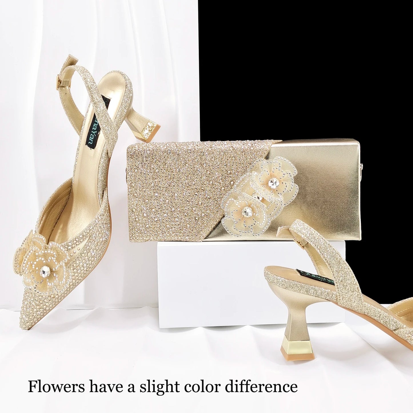 African-Inspired Evening Shoes and Handmade Clutch Set Pointed Toe High-Heel Women's Footwear and Matching Bag