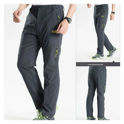 Summer Quick Dry Hiking Pants Men Stretch Waterproof Tactical Pants Zipper Pockets Trousers Lightweight Fishing Pants