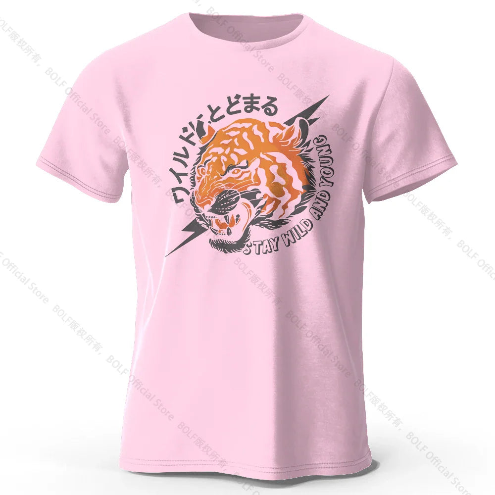Men's Trust Tiger Printed T-Shirt 100% Cotton Harajuku Oversized Funny Graphic Tees for Men Women Summer Tops