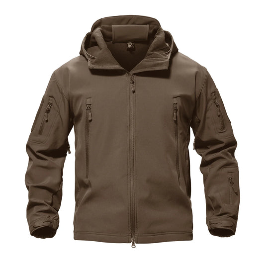 Solid Waterproof Fleece Lined Jacket Mens Jacket Softshell Outwear Coat Windbreaker Outdoor Warm Clothes with Pockets