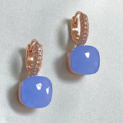 Classic Candy Color Earrings Inlay Transparent Zircon 27Colors Crystal Earrings Rose Gold Plated Fashion Jewelry For Women
