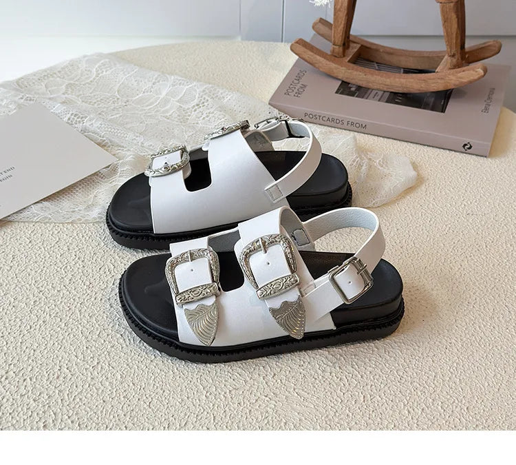 Children Sandals for Girls 2025 Summer New Fashion Korean Style Soft Bottom Anti-slippery Versatile Princess Outside Beach Shoes