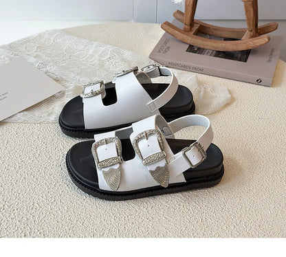 Children Sandals for Girls 2025 Summer New Fashion Korean Style Soft Bottom Anti-slippery Versatile Princess Outside Beach Shoes