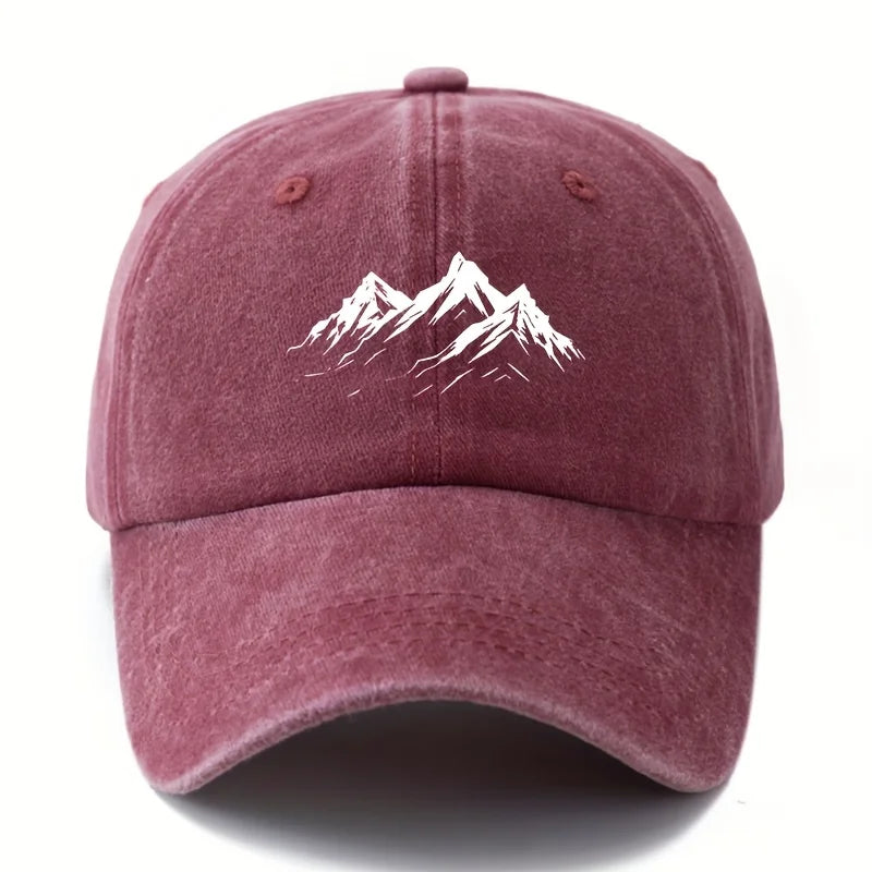 Men's printed mountain baseball cap classic style outdoor adventure sun protection lightweight duckbill cap, truck driver cap.