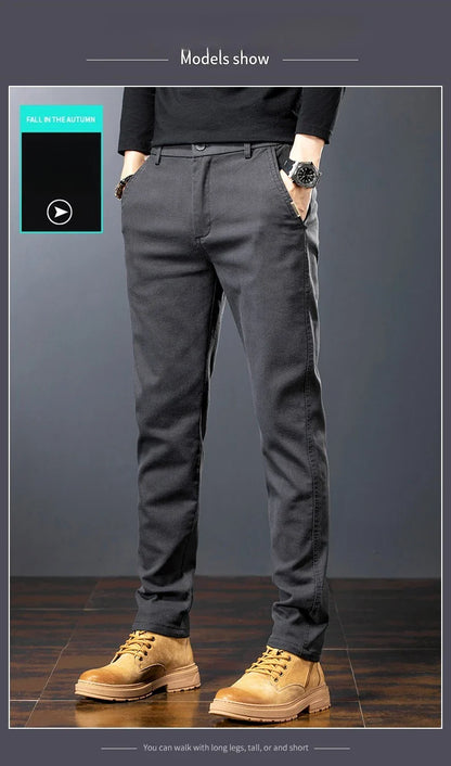 Winter Men Fleece Brand Jeans Fashion Soft Stretch Black Biker Masculino Denim Trousers Thick Velvet  Warm Pants Overalls