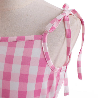 Girls Cute Dress Plaid Pink Vintage Dresses Casual Slim Dress Evening Party Summer Clothes for Girls Vestidos 3 4 5 6 Years