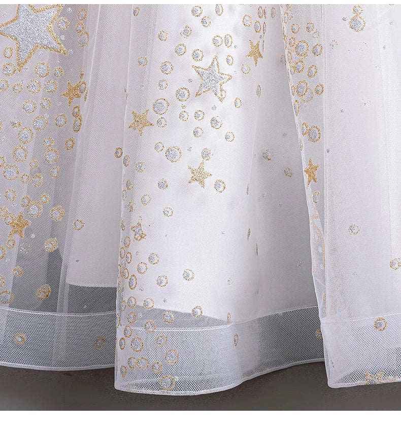 Girls' Flower Wedding Dress Long Sleeveless Summer Princess Rainbow Host Gift Performance Program