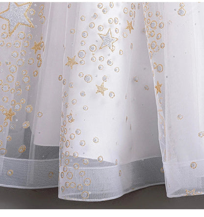 Girls' Flower Wedding Dress Long Sleeveless Summer Princess Rainbow Host Gift Performance Program