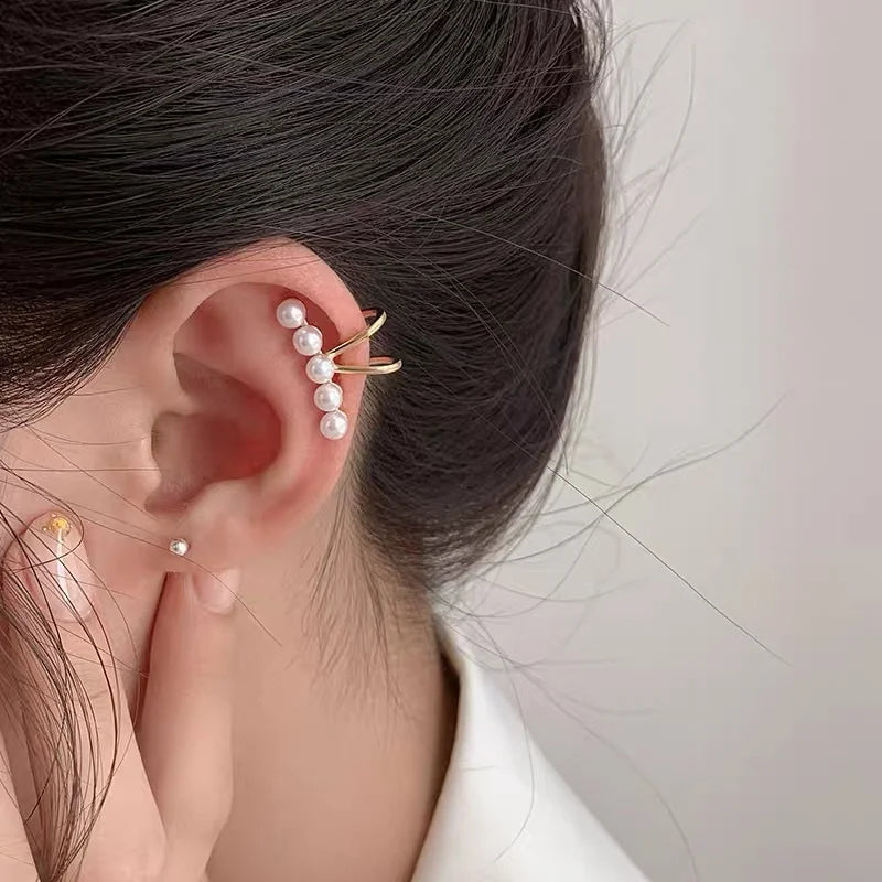 Fashion Exquisite Crystal Zerconia Ear Cuff Earrings for Woman Non Piercing Leaf Clip Earrings Christmas Jewelry Gift