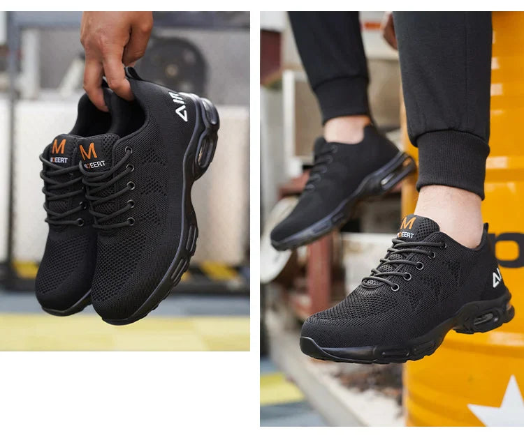Safety Footwear Men Work Boots Lightweight Air Cushion Sneakers Puncture-Proof Work Shoes Indestructible Male Steel Toe Shoes
