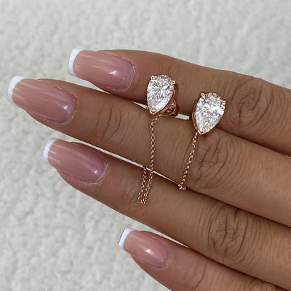 1-4carat Waterdrop Moissanite Chain Earrings for Women Pear Cut Solitaire Lab Diamond Stud/Drop Earring 925 Silver with GRA
