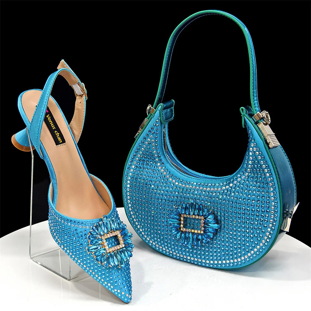 Fuchsia Women Shoes And Shoulder Bag Set Fashion African Ladies High Heels Sandals Match With Handbag Pumps For Party CR1319