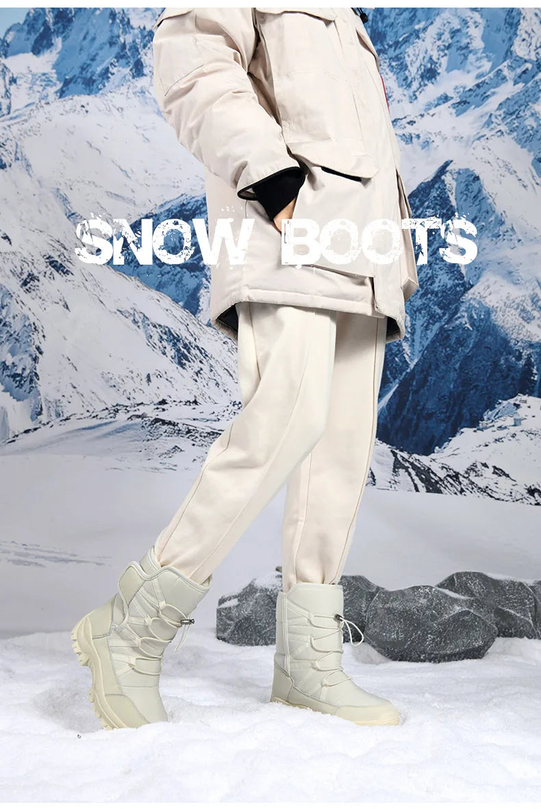 Men's Winter Shoes Waterproof Men's Boots Warm Plush Couple Snow Boots Outdoor Non-slip Hiking Boots Men Work Ankle Boots