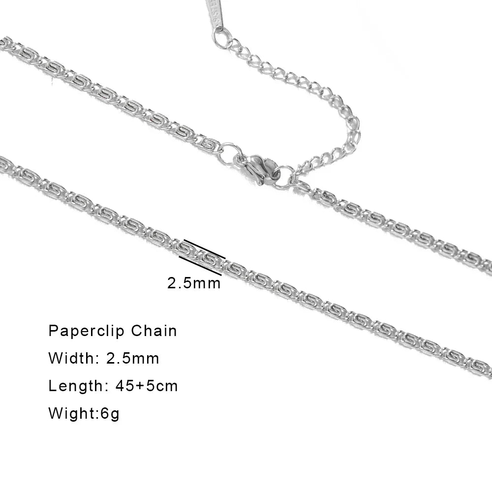 Stainless Steel Gold Color Chain Necklace Women Minimalist Cuban Paperclip Twisted Snake Chain Fashion Jewelry Wholesale