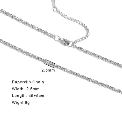 Stainless Steel Gold Color Chain Necklace Women Minimalist Cuban Paperclip Twisted Snake Chain Fashion Jewelry Wholesale