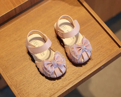 Summer Baby Girls Sandals Bowtie Fashion Pink Princess Toddler Shoes Soft Sole Baby Shoes 0-3 Years chaussure enfant fille