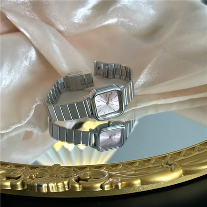 New Brand Steel Band Square Quartz Watch Retro Minimalist Temperament Small Dial Watch Female Student Wristwatch Dropshipping