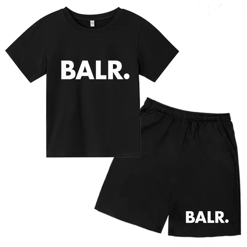 Kids T-shirt Summer Sunshine Brand Monogram Print Short Sleeve+Shorts 2P Boys Girls Toddler 3-12years Leisure Sports Jogging Set