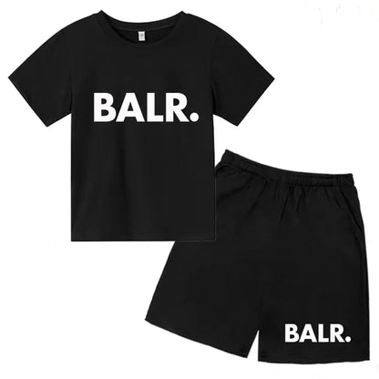 Kids T-shirt Summer Sunshine Brand Monogram Print Short Sleeve+Shorts 2P Boys Girls Toddler 3-12years Leisure Sports Jogging Set