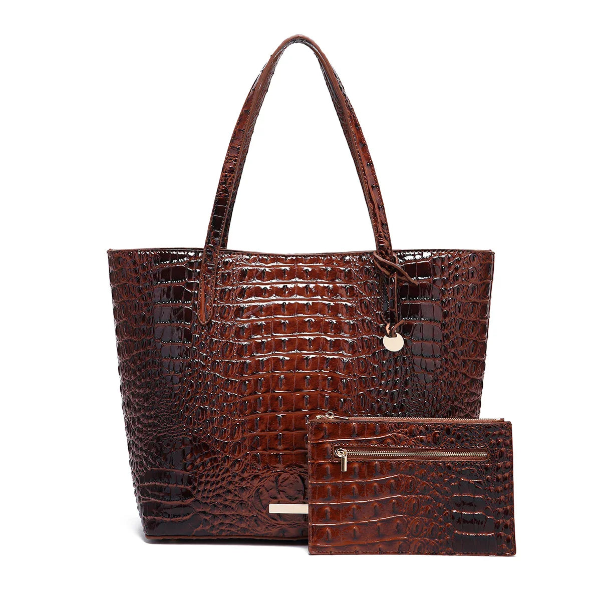 Leather Fashion Two Piece Crocodile Pattern Single Shoulder Tote Bag