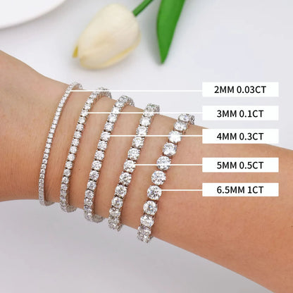 3mm 4mm 5mm Moissanite Tennis Bracelet for Women Men 925 Silver Plated 18k Gold Pass Diamond Tester Link Bracelets Bangle
