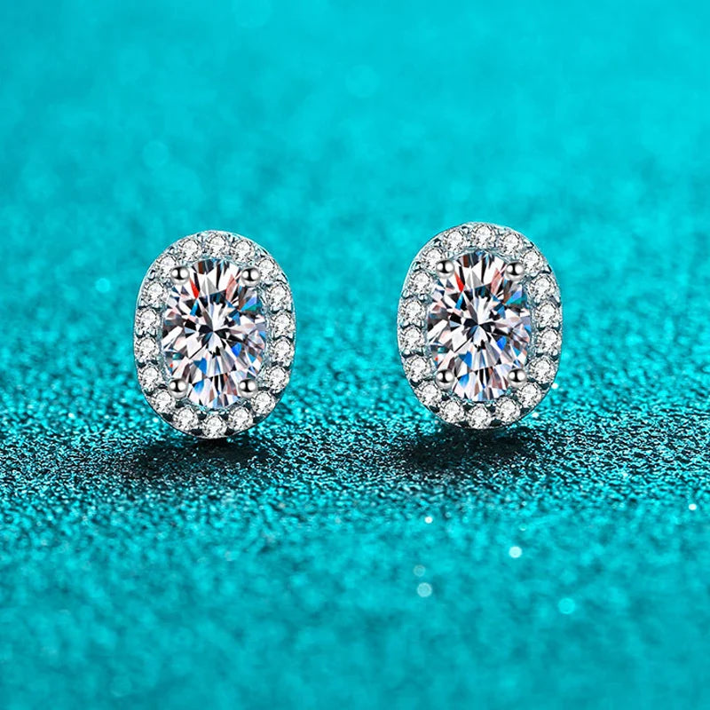 0.5CT 1CT Certified Moissanite Stud Earrings for Women Bride Classic Wedding Jewelry 100% 925 Sterling Silver