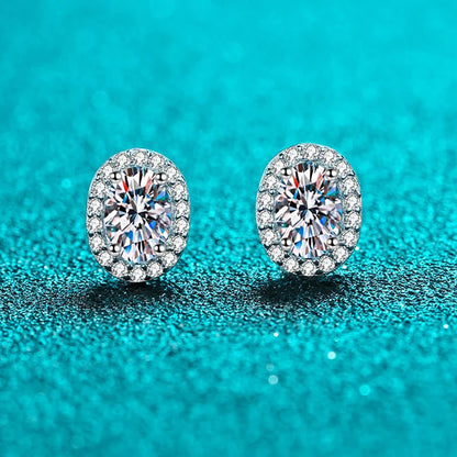 0.5CT 1CT Certified Moissanite Stud Earrings for Women Bride Classic Wedding Jewelry 100% 925 Sterling Silver
