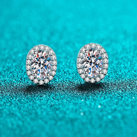 0.5CT 1CT Certified Moissanite Stud Earrings for Women Bride Classic Wedding Jewelry 100% 925 Sterling Silver