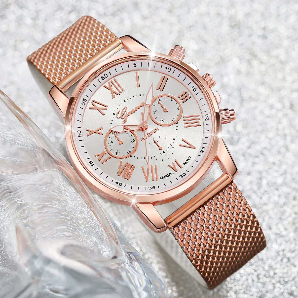 2PCS/Set Women's Watch Fashion Plastic Band Analog Quartz Watch Pearls Butterfly Bracelet Set