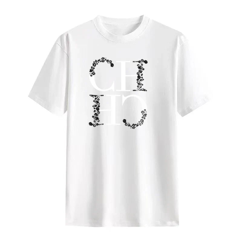 Letter Printed Fashionable Black T-shirt Trendy Streetwear Fashionable Men's and Women's Casual Loose Short Sleeved Top