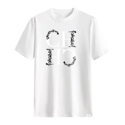 Letter Printed Fashionable Black T-shirt Trendy Streetwear Fashionable Men's and Women's Casual Loose Short Sleeved Top