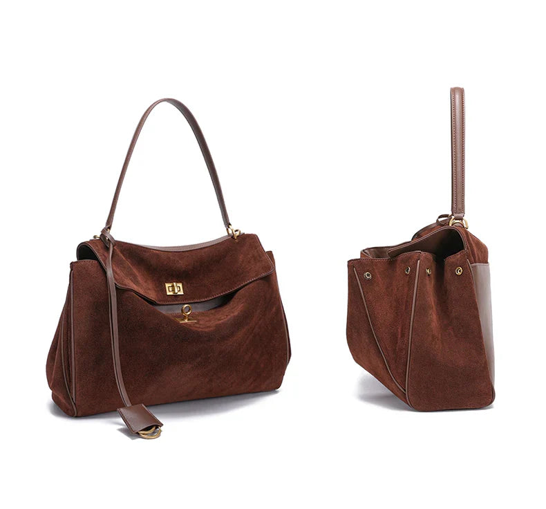 2025 Autumn Winter Women's Suede genuine leather Bag Shoulder Handbag Large Capacity Single Tote Bag Handbag Luxury Designer Bag