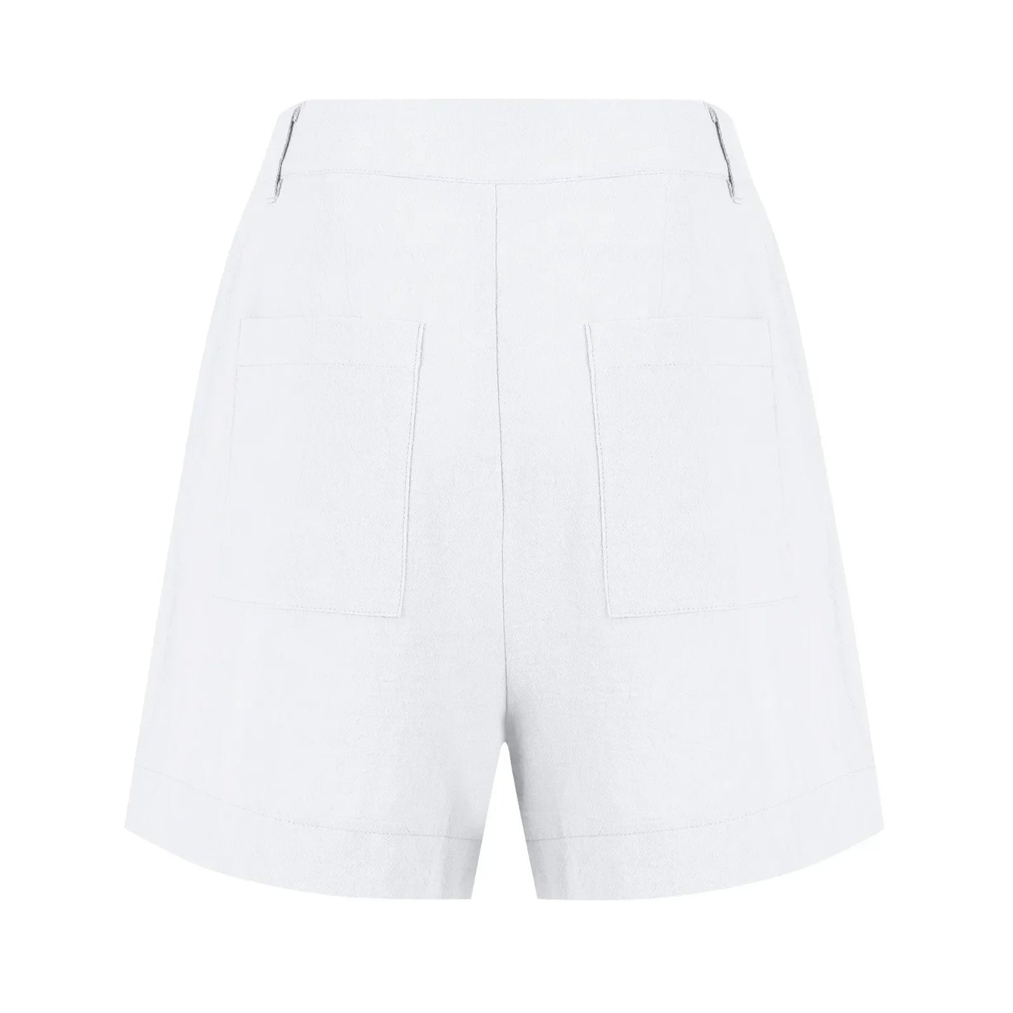 Cotton Linen Solid Shorts For Women Button High Waist Summer Loose Casual Pockets Shorts Female Pants Women Clothing