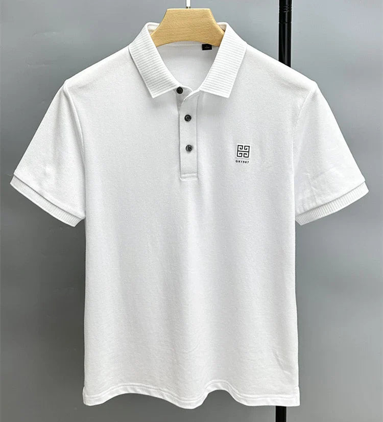 100% cotton breathable polo shirt short sleeve men's brand T-shirt 2023 summer high-end embroidery casual loose Paul shirt men's