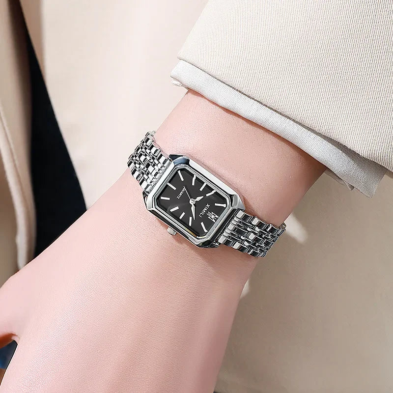 Stainless Steel Strap Watch Women Luxury Gift Quartz Wristwatch Student Fashion Simple Square Quartz Watches