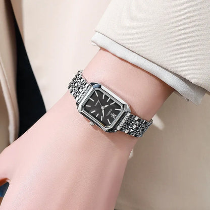 Stainless Steel Strap Watch Women Luxury Gift Quartz Wristwatch Student Fashion Simple Square Quartz Watches