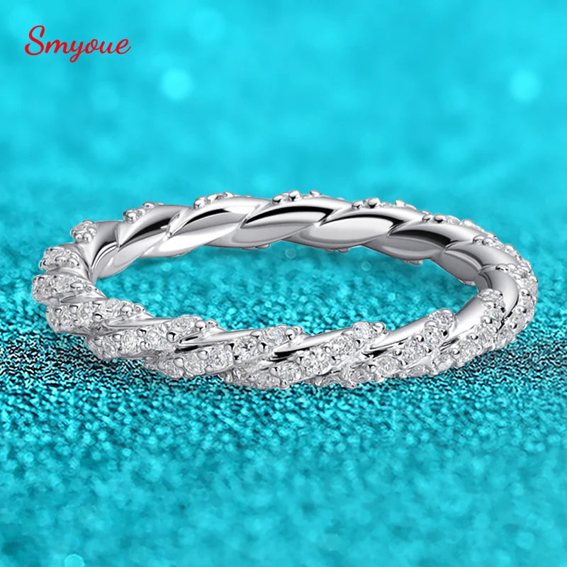 1mm All Real Moissanite Rings for Women Certified Full Diamond Bridal Jewelry 100% S925 Sterling Silver Wedding Bands GRA