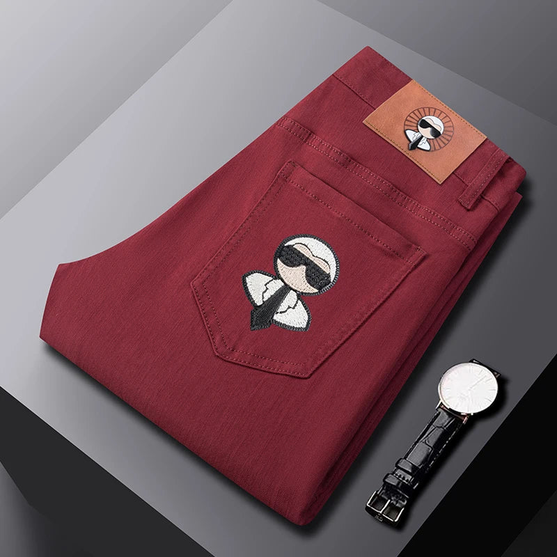 Fashion Men Jeans Stretch Straight Leg Casual Slim Fit Denim Pants Male Brand Luxury Design Business Classic Trousers