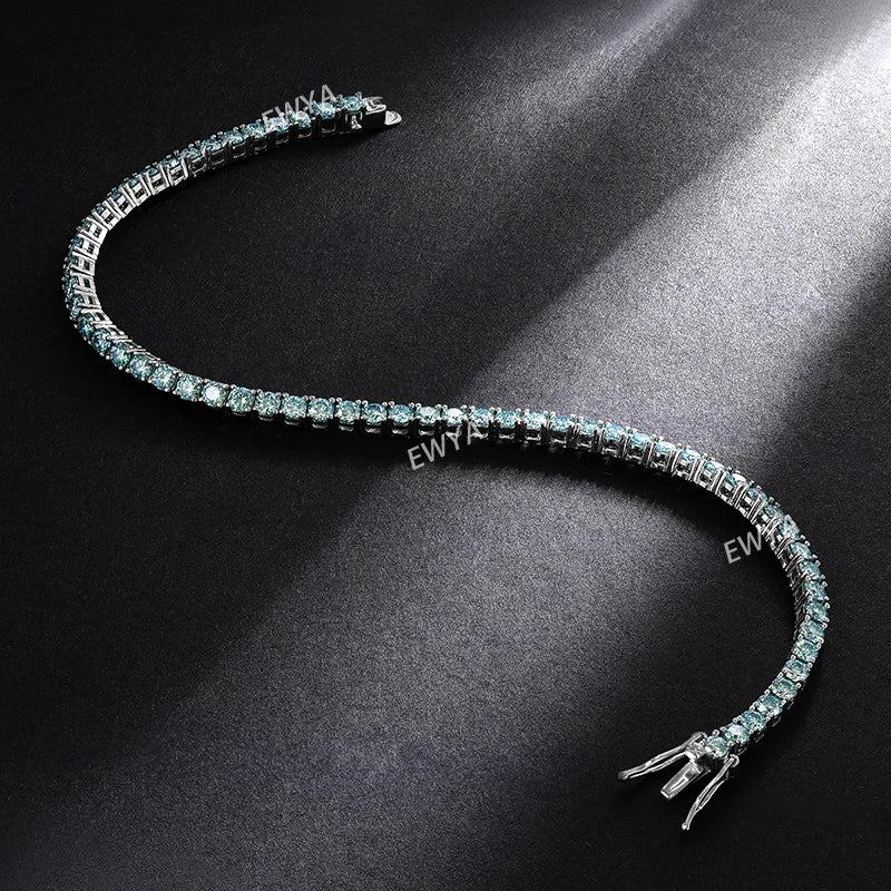Luxury 3/4/5MM Full Blue Green Moissanite Tennis Bracelet for Men Women S925 Red Pass Diamond Test Bracelets Wholesale Gift