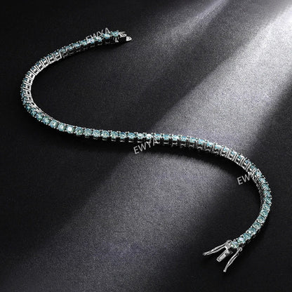 Full 3/4/5/6.5MM D Color Blue Green White Moissanite Tennis Bracelet for Men Women S925 Silver All Diamond Link Bracelets