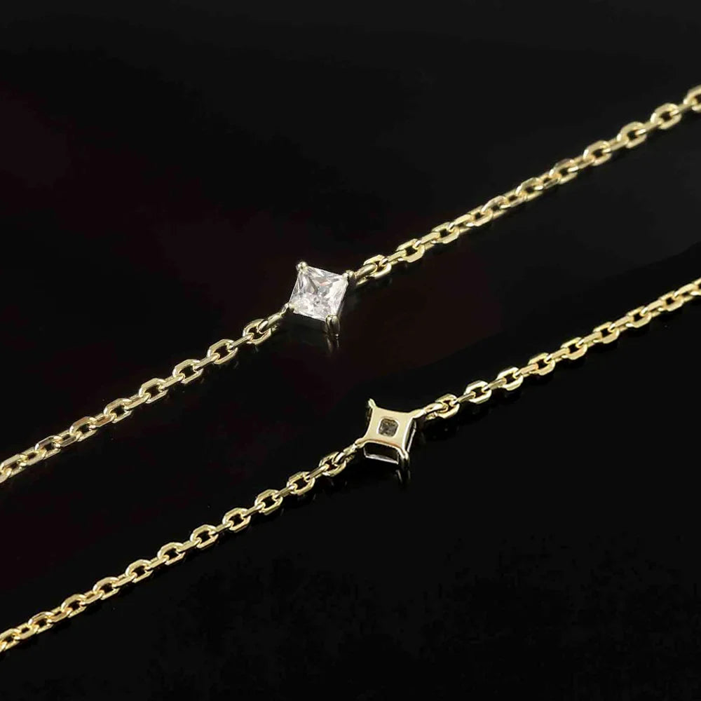 2.5mm Moissanite Bracelets For Women S925 Silver 18K Gold Plated Emerald/Pear Cut Lab Diamond HandChain Party Fine Jewelry