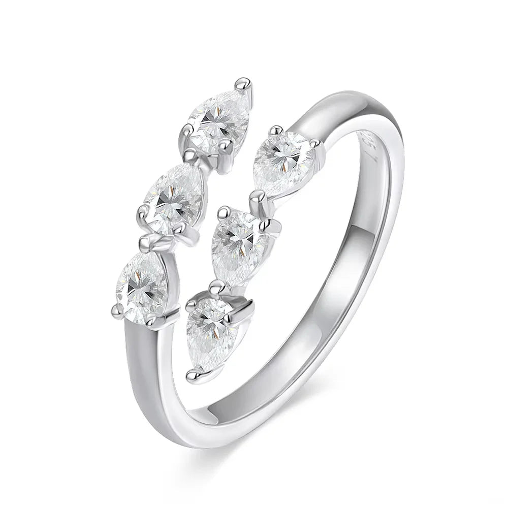 Test Passed 3*4MM Moissanite Rings for Women Lab Diamond Wedding Band 925 Sterling Silver Female Crown Single Tail Ring