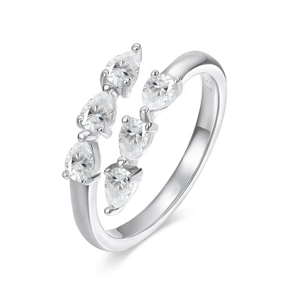 Test Passed 3*4MM Moissanite Rings for Women Lab Diamond Wedding Band 925 Sterling Silver Female Crown Single Tail Ring