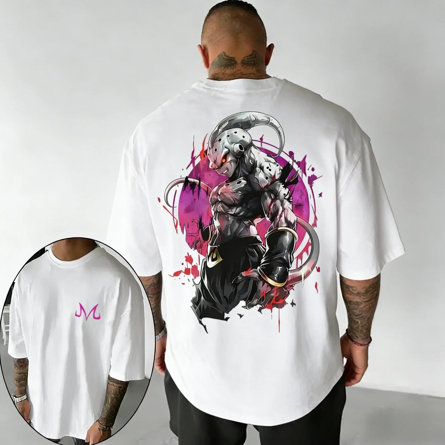 Anime Oversized Cotton T-shirt Summer New Majin Buu Print Neutral Street Hip-hop Loose Casual Short Sleeved Top