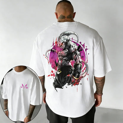 Anime Oversized Cotton T-shirt Summer New Majin Buu Print Neutral Street Hip-hop Loose Casual Short Sleeved Top
