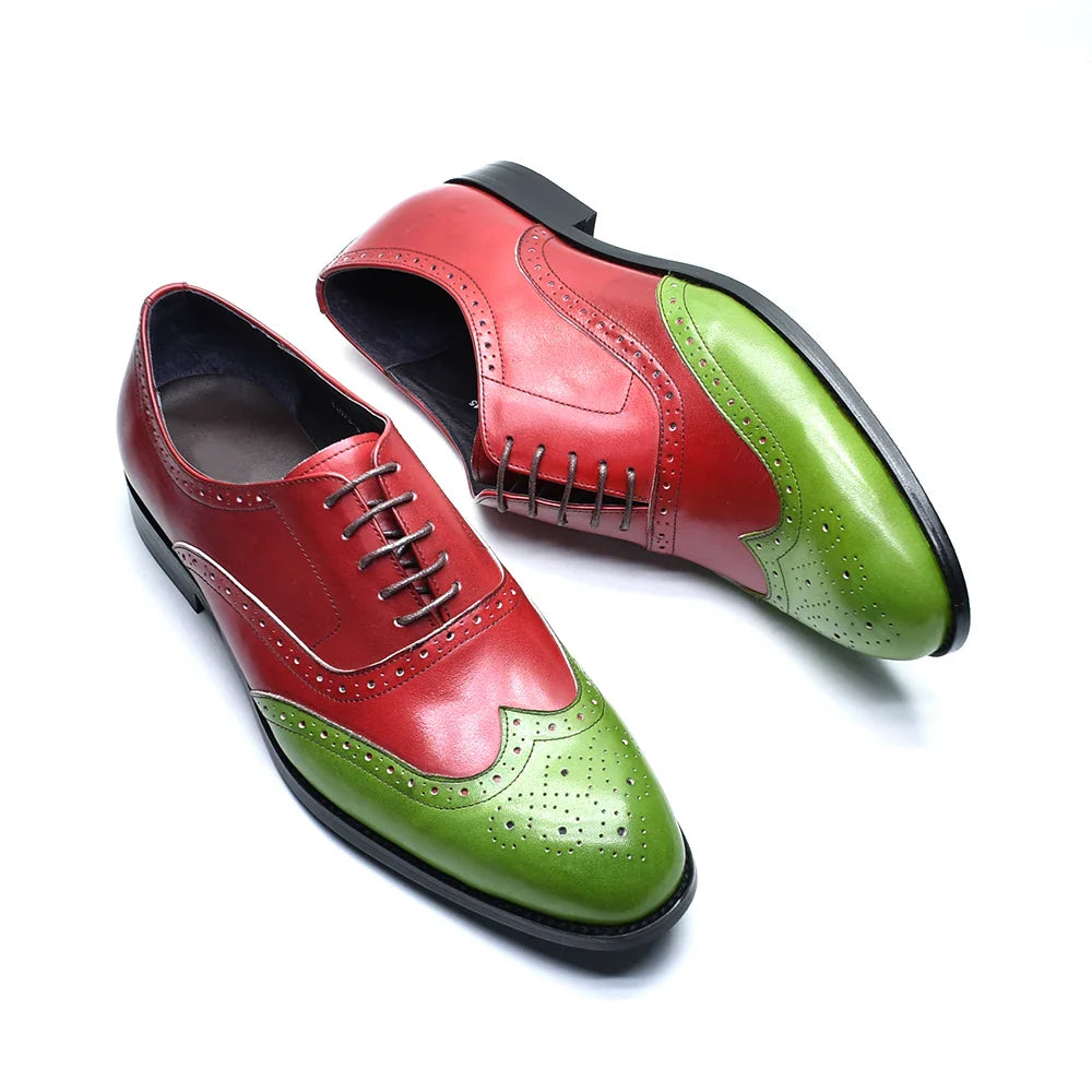 Luxury Men's Wedding Oxford Dress Shoes Genuine Cow Leather Lace-up Wingtip Brogue Office Business Social Formal Shoes for Man