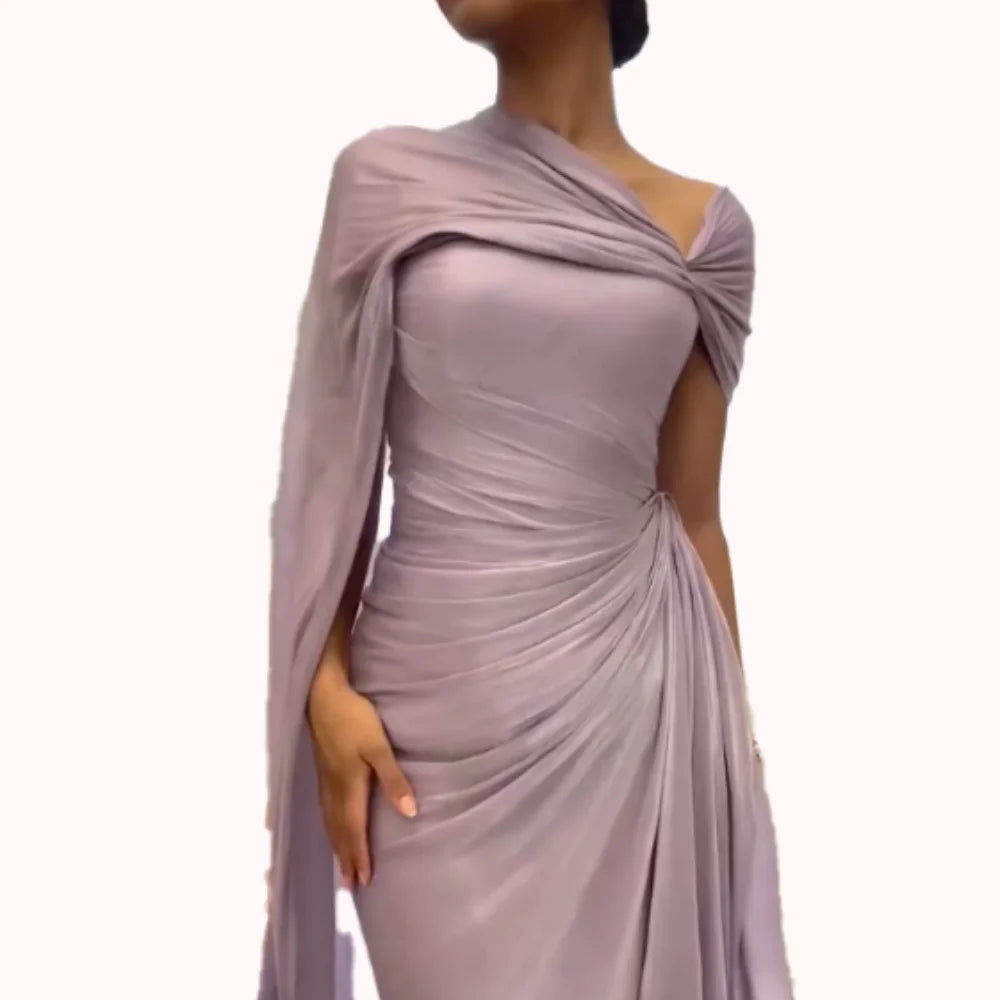 Purple One Shoulder Prom Dresses 2025 Satin Pleated Mermaid Open Back Zipper Wedding Party Dress Slim Minimalist Customized