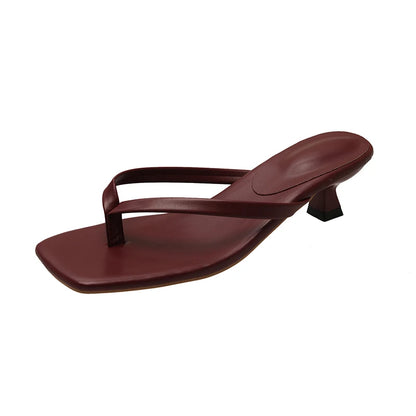 Summer Women Clip Toe Slippers Comfort Low Heel Slides Shoes Ladies Casual Dress Street Style Sandalis